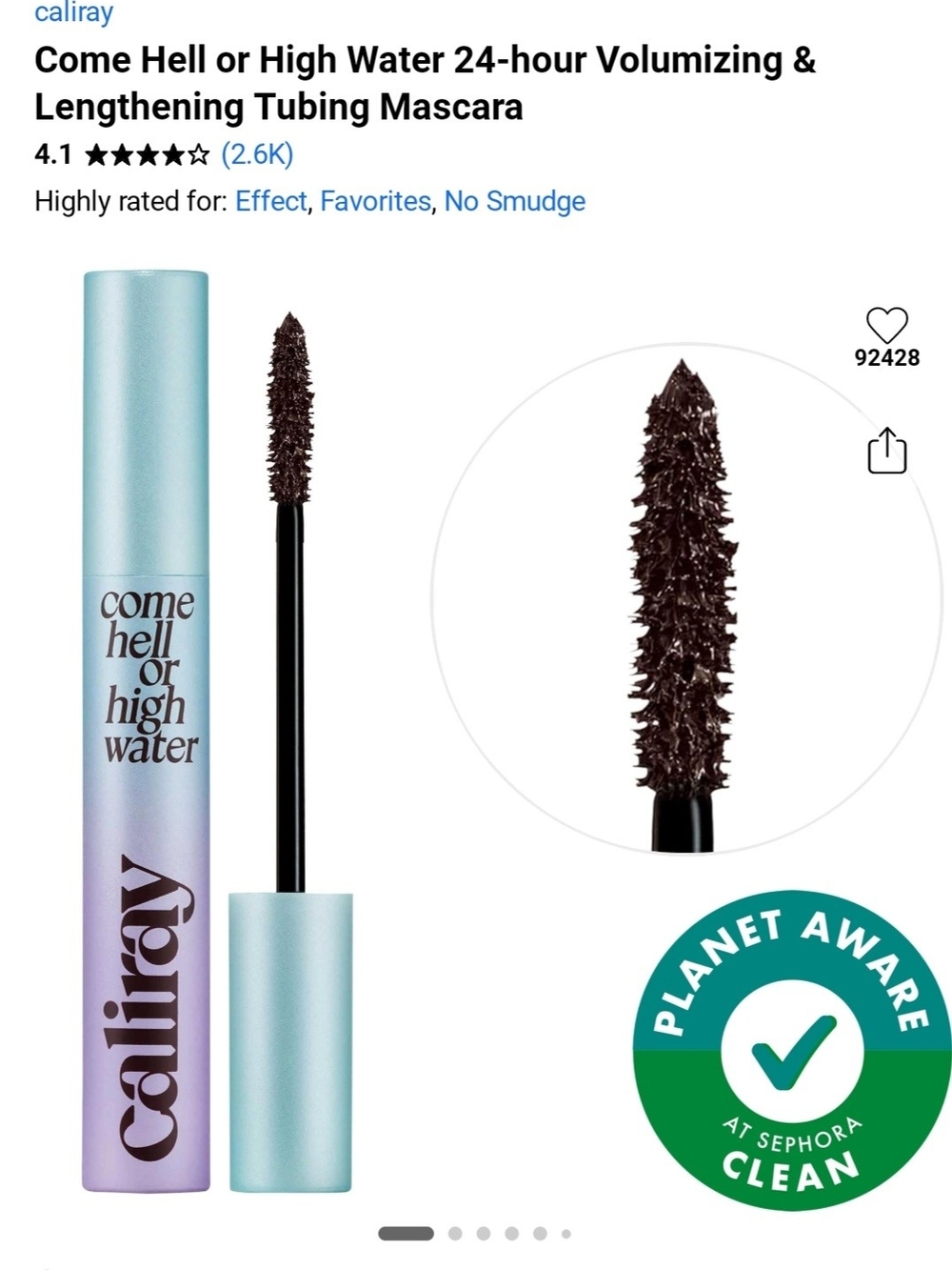 Caliray Come Hell or High Water 24-Hour Volumizing & Lengthening Mascara — Black
